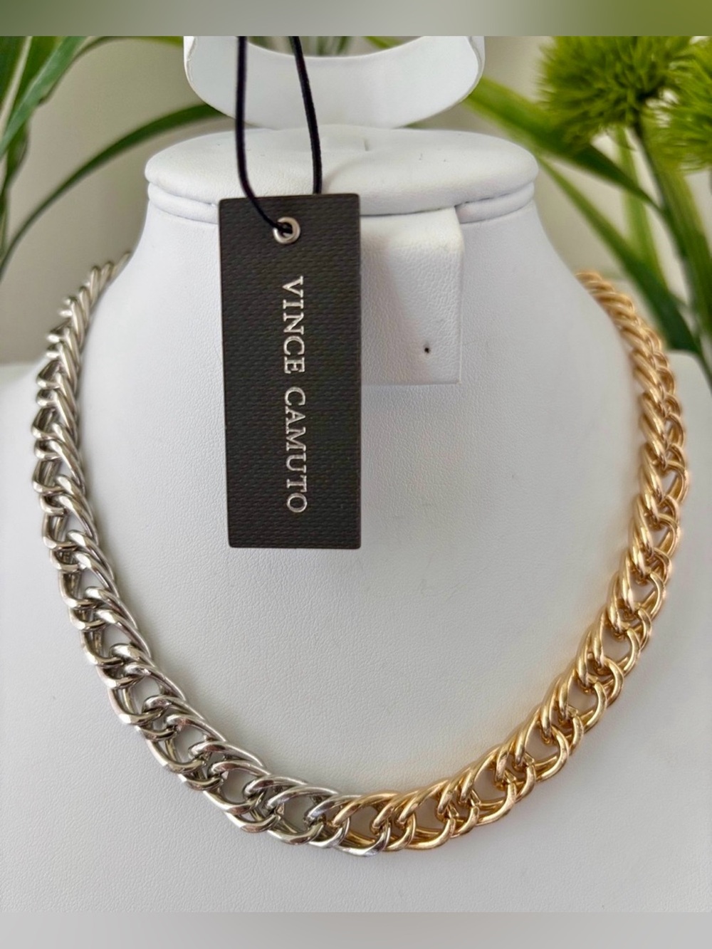 Vince Camuto Cuban Chain link Chunky two toned silver & goldtone, heavy